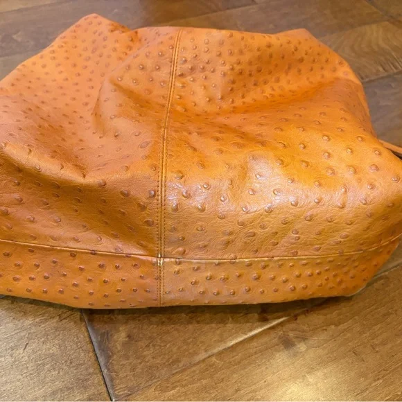 Furla Vibrant Orange Ostrich, Leather Shoulder Bag - Picture 3 of 4